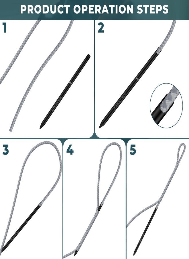 FETUSI Rope Splicing Tool Kit, Rope Splicing FID Kit for Double Braid Eye Line,Stainless Steel Line Braiding Set Tool Include 5 Sizes (0.16-0.47") Fids and 1pcs Pusher(Black) - Image 4