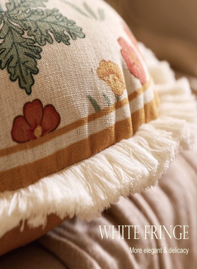 patdrea Designer Pack of 4 Throw Pillow Covers,Beige Vintage French Soft Linen Pillows Cover with Daisy Floral Pattern,Vintage Square Farmhouse Decorative Pillowcase for Couch,Bed,Living Room - Image 5