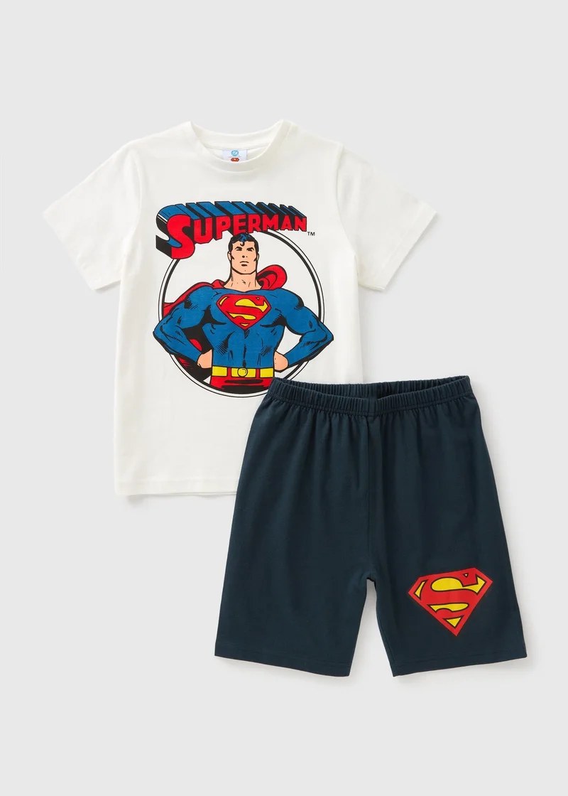 Matalan Boys Cream Superman Shortie Pyjama Set