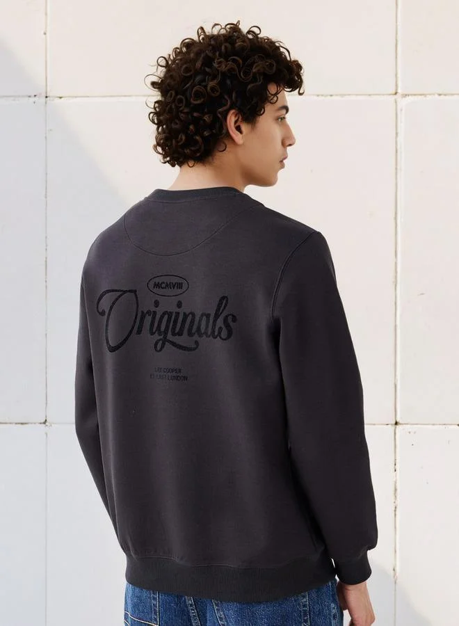 Lee Cooper Men Regular Fit Logo Print Cotton Sweatshirt