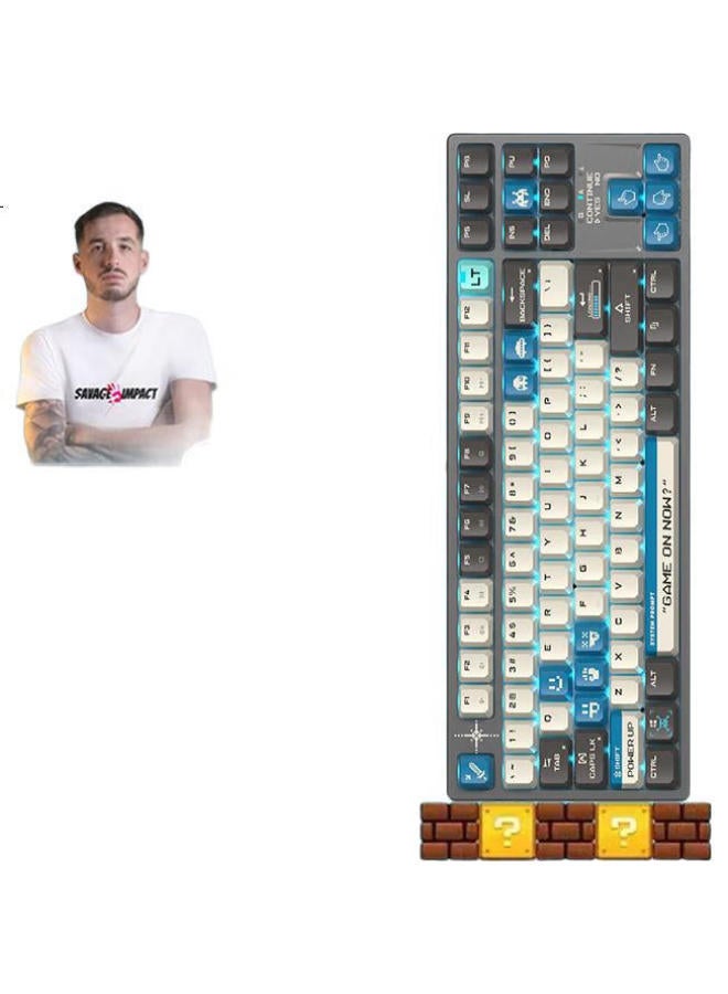 A4TECH A4Tech S80Rt 87-Key Wired Mechanical Keyboard, Alpha Optical Switch Fps Gaming Rt Pubg Valorant League Of Legends E-Sports, Bloodhand Phantom, Pixel Battle Blue - Image 3