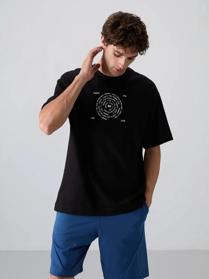 تومي لايف TOMMY Oversized Cotton-Blend Crew Neck T-Shirt