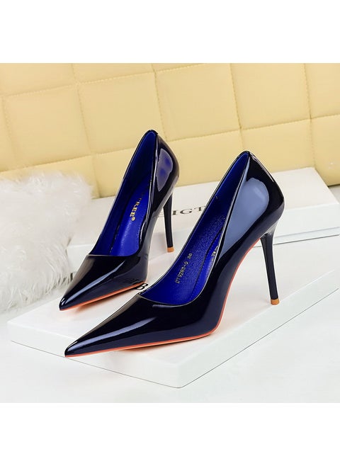 Elegant Patent Leather High Heels Sapphire Blue