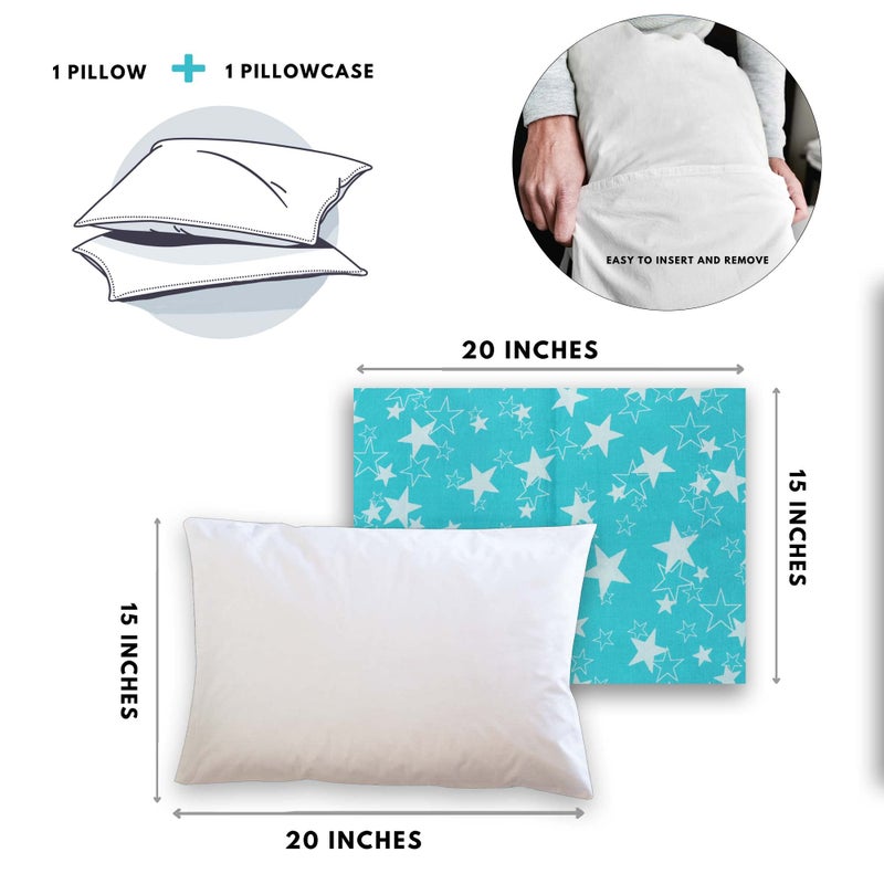 KRADYL KROFT Toddler Pillow with 100% Cotton Removable Cover - 20 X 15 Inches | Children Pillows | Baby Pillows - Blue Star - Image 3