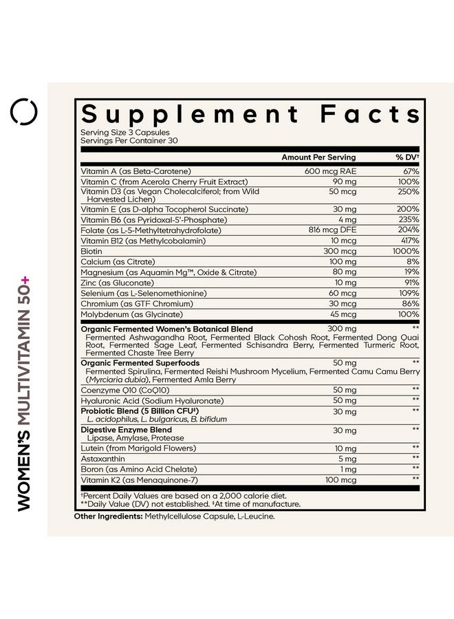 Codeage Women’s Multivitamin 50+ Supplement - Essential Vitamins for Women Over 50, Minerals, CoQ10, Hyaluronic Acid, Probiotics, Black Cohosh, Ashwagandha & Superfoods - Non-GMO - 90 Capsules - Image 2