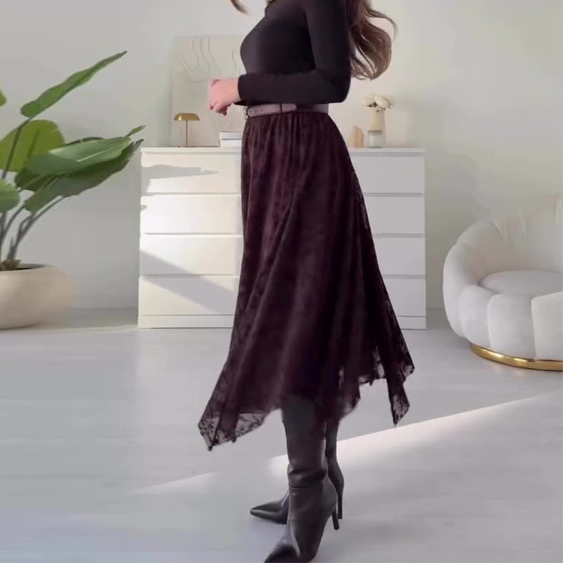 2026 Summer New Fashion Women'S Clothing Elegant French Lace Chiffon Skirt - Image 4