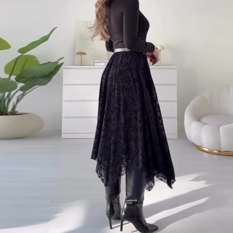 2026 Summer New Fashion Women'S Clothing Elegant French Lace Chiffon Skirt - Image 3