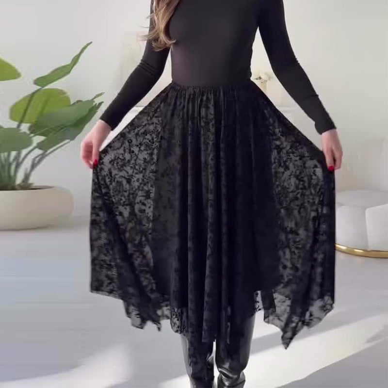 2026 Summer New Fashion Women'S Clothing Elegant French Lace Chiffon Skirt - Image 2