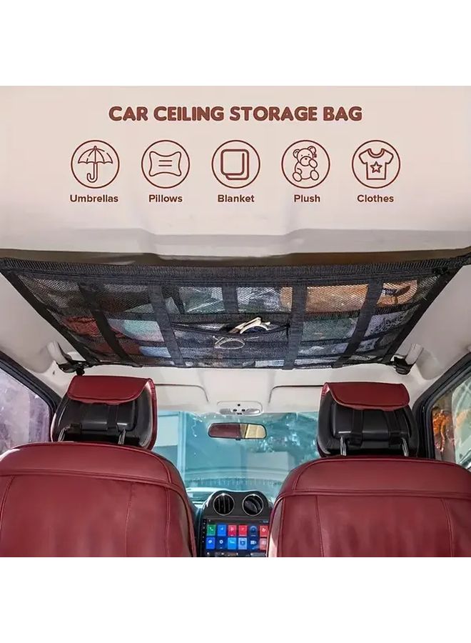 Black Car Roof Storage Net Durable Fabric Fits Most Vehicles Luggage Accessories - Image 3