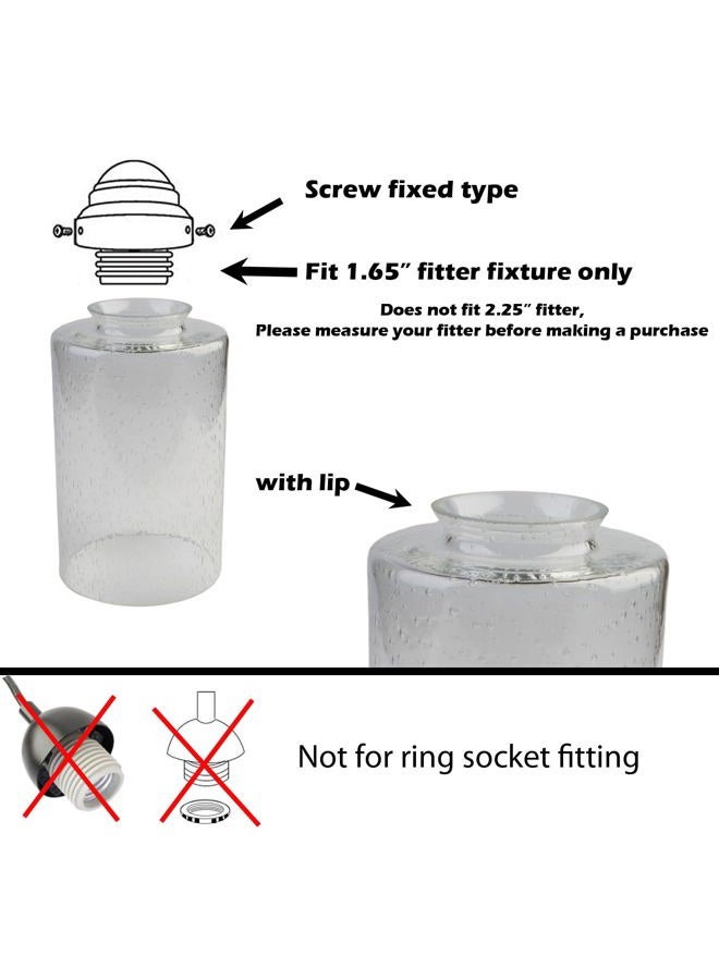 LEDUPDATES 3 PACK Clear Bubble Glass lamp shade, Ceiling Fan light cover replacement Seeded cylinder screw lip for fixture 1" 5/8 fitter - Image 2