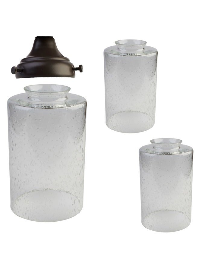 LEDUPDATES 3 PACK Clear Bubble Glass lamp shade, Ceiling Fan light cover replacement Seeded cylinder screw lip for fixture 1" 5/8 fitter - Image 1