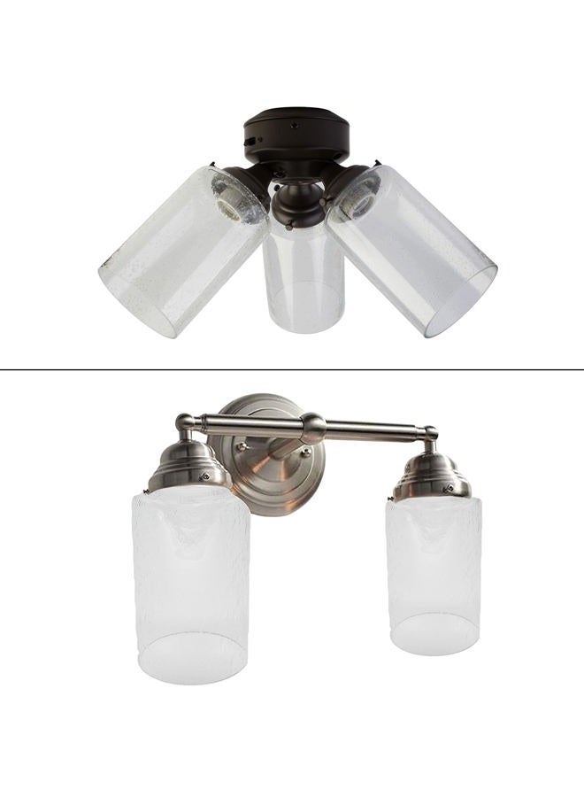 LEDUPDATES 3 PACK Clear Bubble Glass lamp shade, Ceiling Fan light cover replacement Seeded cylinder screw lip for fixture 1" 5/8 fitter - Image 3