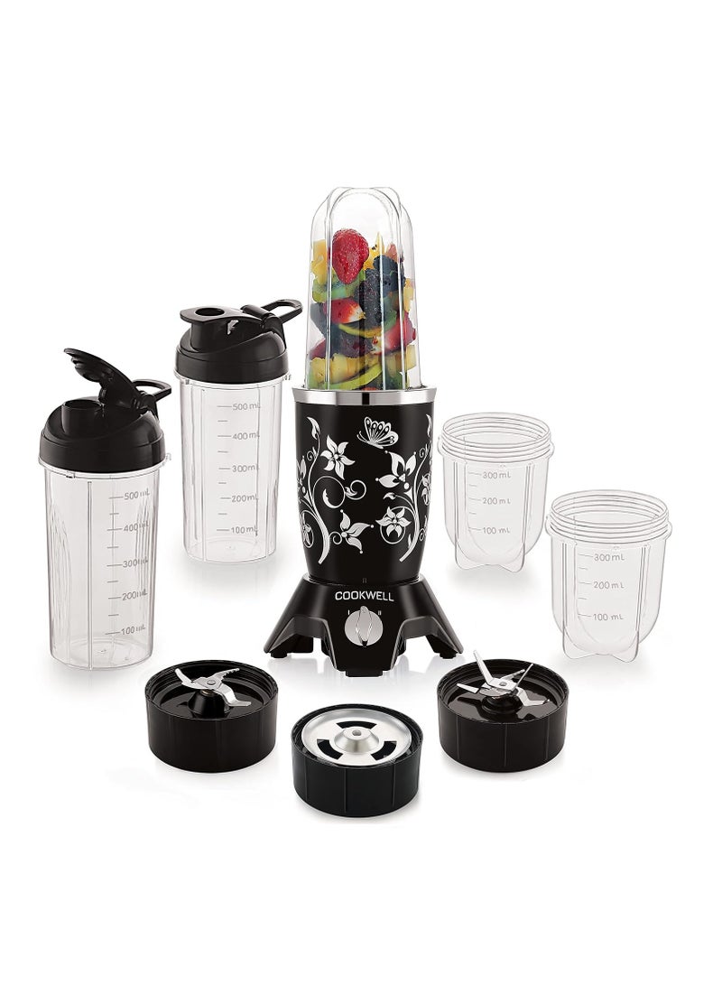 Cookwell Bullet Mixer Grinder (5 Jars, 3 Blades, Black) - Copper, 600 Watts - 2 Year Warranty - Image 1