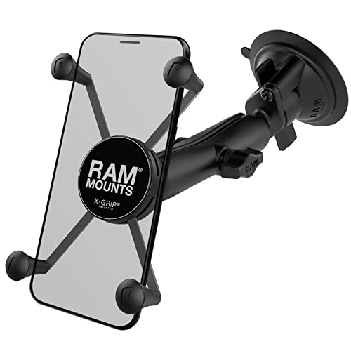 RAM Mounts X-Grip Large Phone Mount with RAM Twist-Lock Suction Cup Base RAM-B-166-C-UN10U with Long Arm for Vehicle Windshields - Image 1