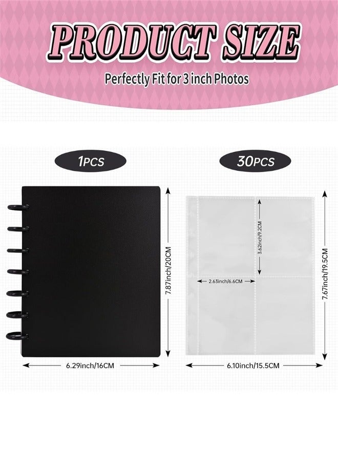 Photocard Binder with 30Pcs Inner Pages, 3 Inch Photocard Holder 7 Ring Photo Protectors hold 120 Photo - Image 2