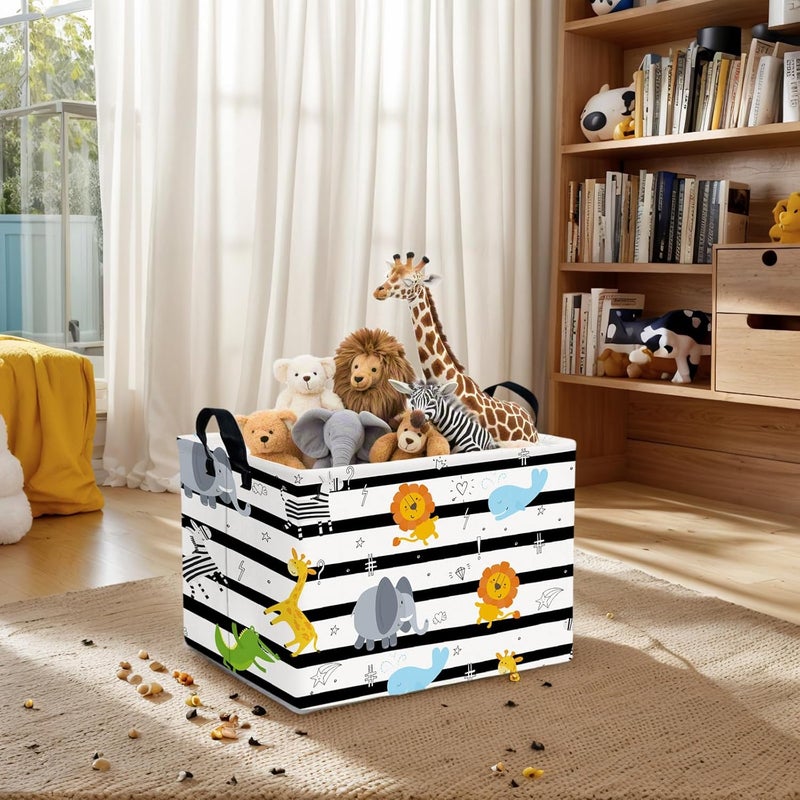 SETAMA Kid Cute Nursery Storage Basket Baby Toy Clothes Storage Bin Playroom Bedroom Decor Basket(Animal Jungle) - Image 5