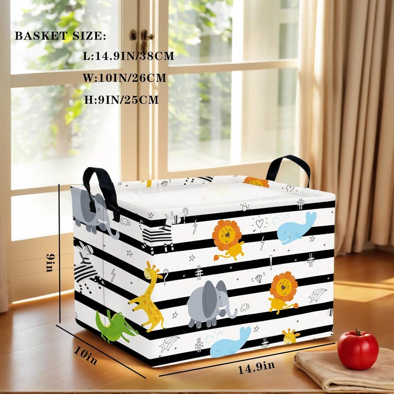 SETAMA Kid Cute Nursery Storage Basket Baby Toy Clothes Storage Bin Playroom Bedroom Decor Basket(Animal Jungle) - Image 3