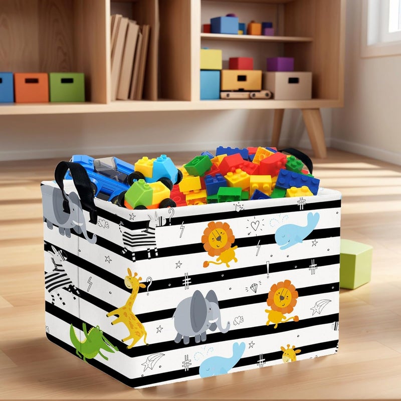 SETAMA Kid Cute Nursery Storage Basket Baby Toy Clothes Storage Bin Playroom Bedroom Decor Basket(Animal Jungle) - Image 2