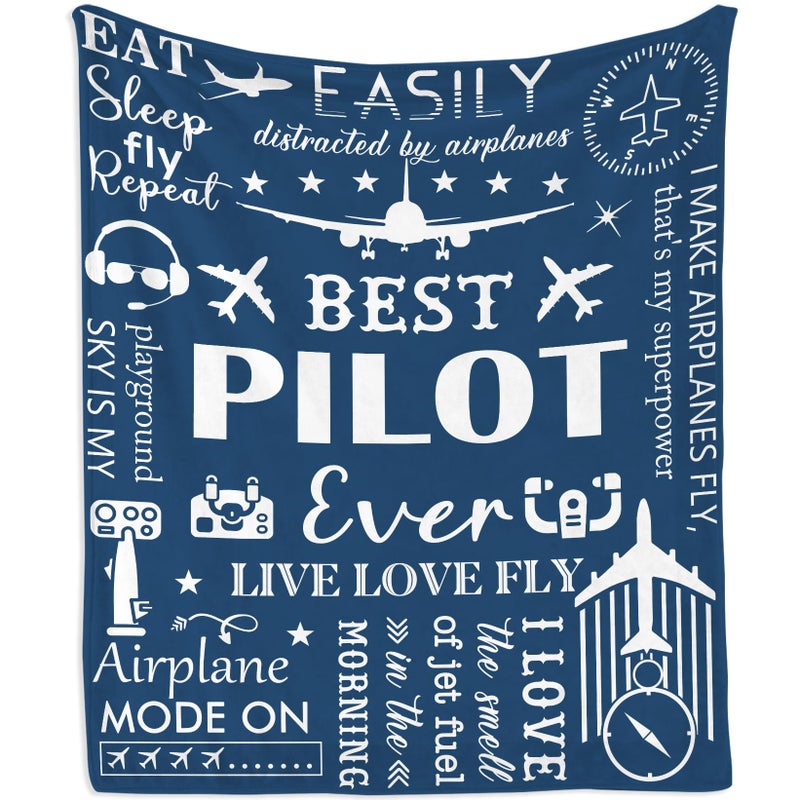 Mubpean Pilot Gifts Blanket 60X50 Pilots Gift Aviation Men Unique Aviation Present Ideas for Man Helicopter Airplane Lovers Birthday Decor for Him Husband Son Aviator Fathers Day Throw Blankets