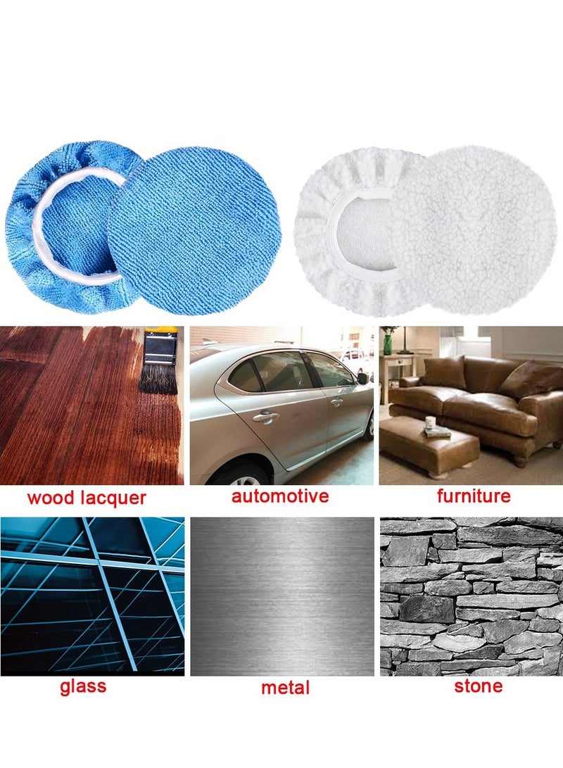 SYOSI 12 Packs Car Polisher Pad Bonnets 5 to 6 Inch with 10 Packs Microfiber Car Polishing Bonnets and 2 Packs Waxing Bonnet for Car Polisher - Image 5