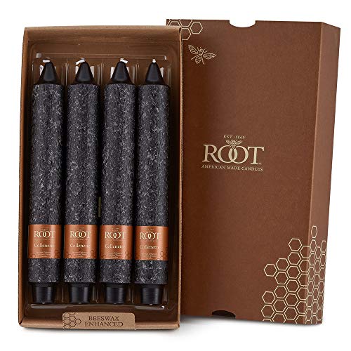 Root Candles Unscented Dinner Candles Premium Beeswax Blend Boxed Candle Set, 9-Inch, Black, 4-Count - Image 1