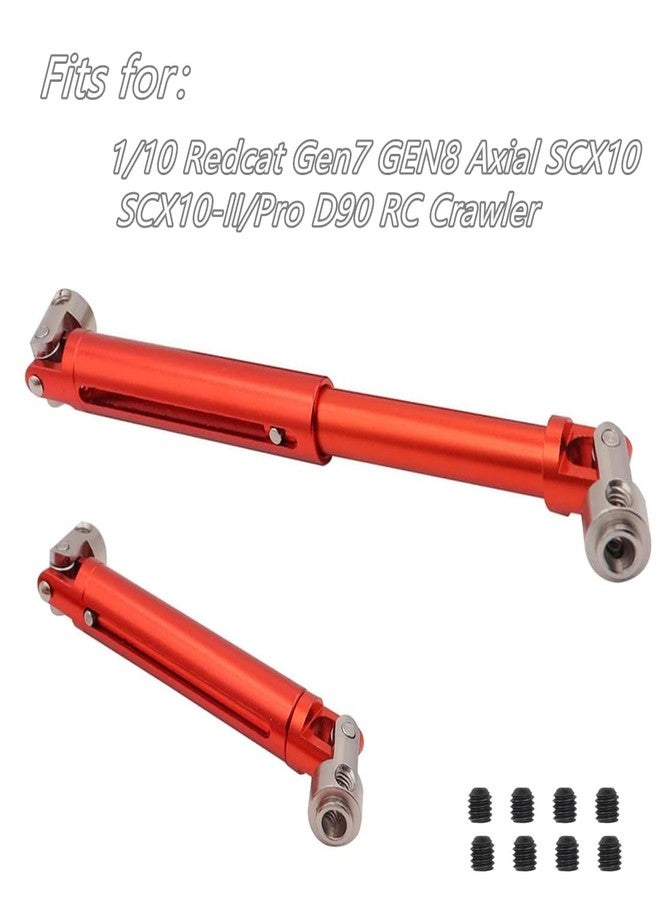 RCJTCQX Aluminium Alloy 105-150MM Universal Drive Shaft for 1/10 Redcat Gen7 GEN8 Axial SCX10 SCX10-II/Pro D90 Axial SMT10 RC Crawler Upgrade Parts 2PCS/Set(Red) - Image 2