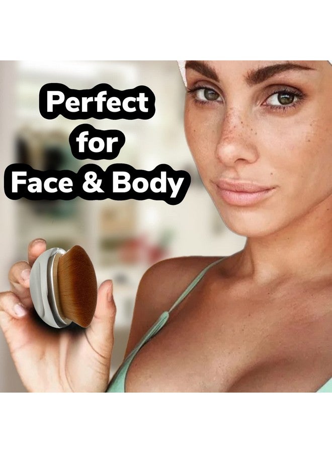 ALAZCO Foundation Brush Palm Makeup Brush Soft Kabuki Dome Shaped Face Body Spf Blush Bronzer Highlighter Blending Selftanner Buffing Liquid Powder Cream Streakfree Cosmetic Application Mirror Finishsilver - Image 4