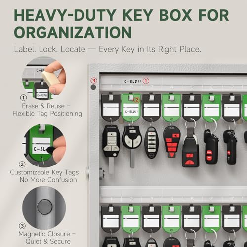 WeHere 32 Key Lock Box(Plus) Wall Mount, APP Bluetooth/One Time Password/Wi-Fi Remote/Fixed Code/Key Unlock, Smart Key Cabinet, Key Organizer Box for Car Dealert, Hotel, Office, School Key Manage - Image 3
