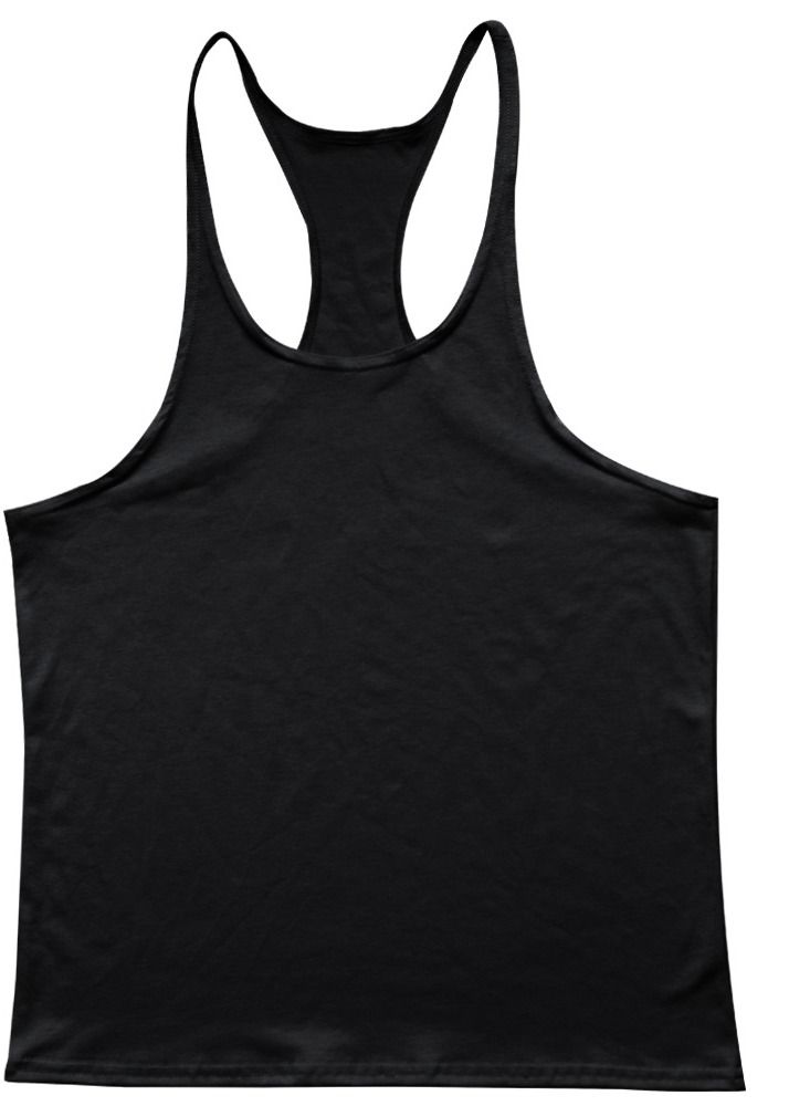 Loquat Men's Rolled Edge Sports Body-Building Racerback Vest Black