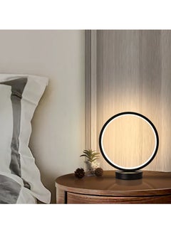 Generic Instagrammable Ring Table Lamp - 3 Color Dimmable LED, Modern Silicone Light for Bedroom Decor, Anti-Rust Metal Base, Arab Home Office Lighting (Matte Black)  - Image 3