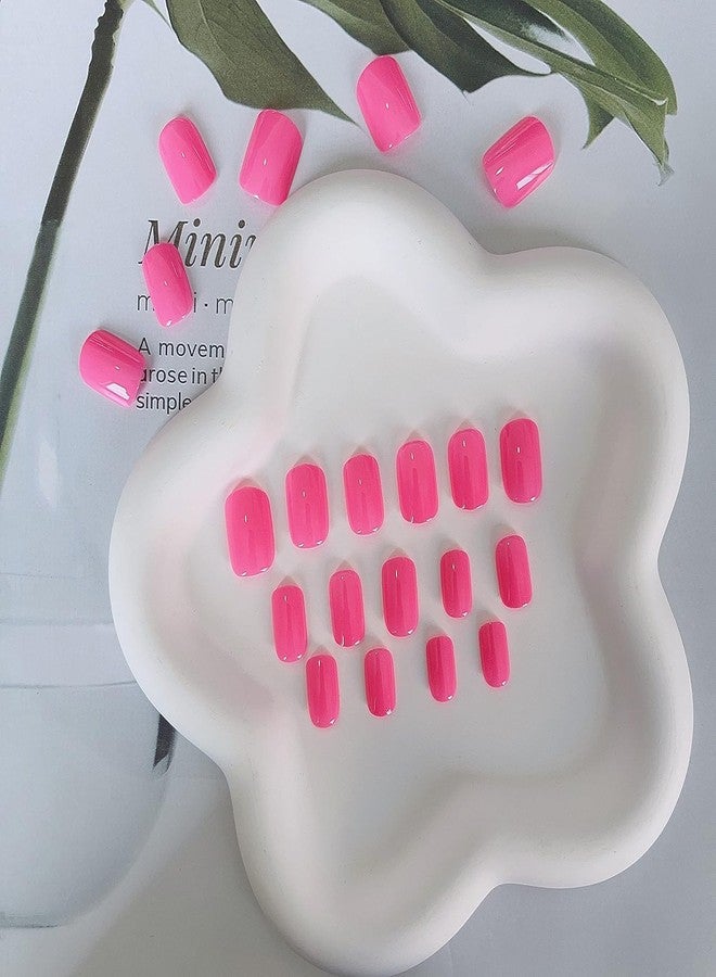 KXAMELIE Hot Pink Press On Nails Short Square, KXAMELIE Neon Pink Natural Short Gel Nails Glue on Acrylic Nails Press ons Thick Reusable Fake Nails Solid Color 24 Short Coffin Artificial Nails Fushia - Image 5