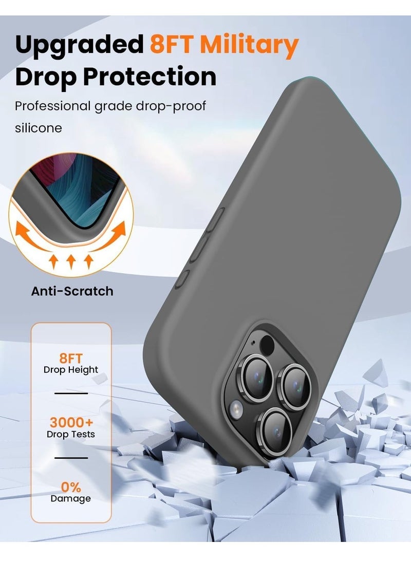 Raxoom "iPhone 16 Pro Max Soft Liquid Silicone Case - Shockproof Full Body Protection with Matte Finish & Microfiber Lining (Dark Grey)" - Image 3