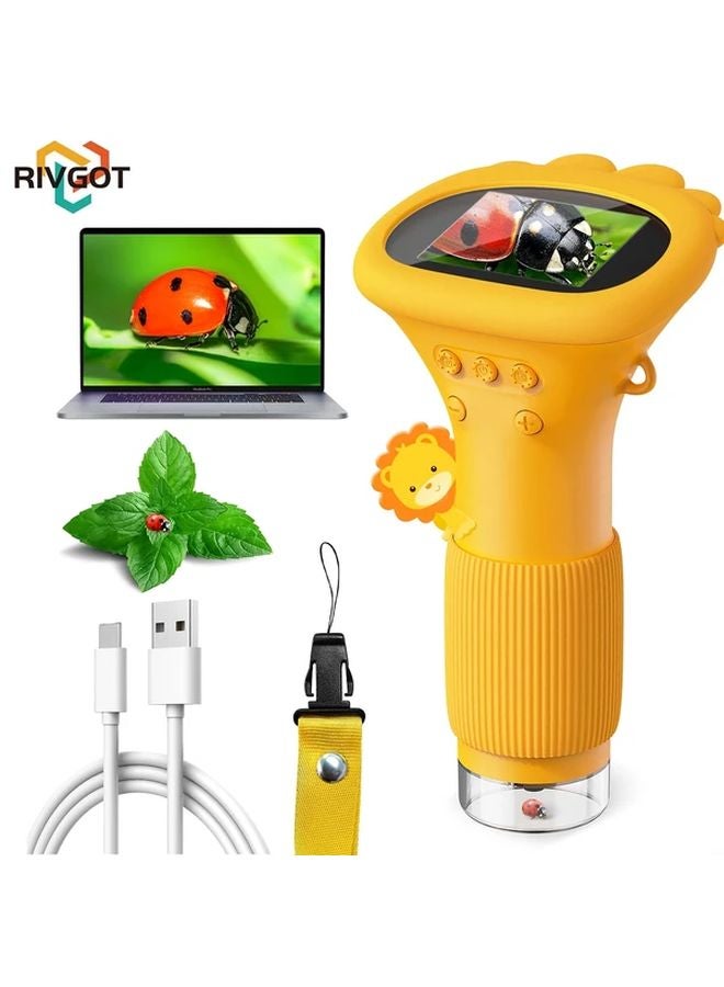 Rivgot Brown مجهر USB بشاشة IPS 2 بوصة 1000x عدسة مكبرة رقمية محمولة - Image 2
