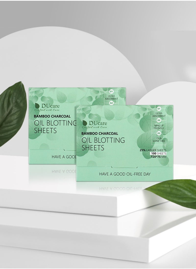 DUcare - Oil Blotting Sheets for Face, 100 Counts Green Tea Blotting Paper For Oily Skin, Oil Absorbing Sheets For Face - Image 1