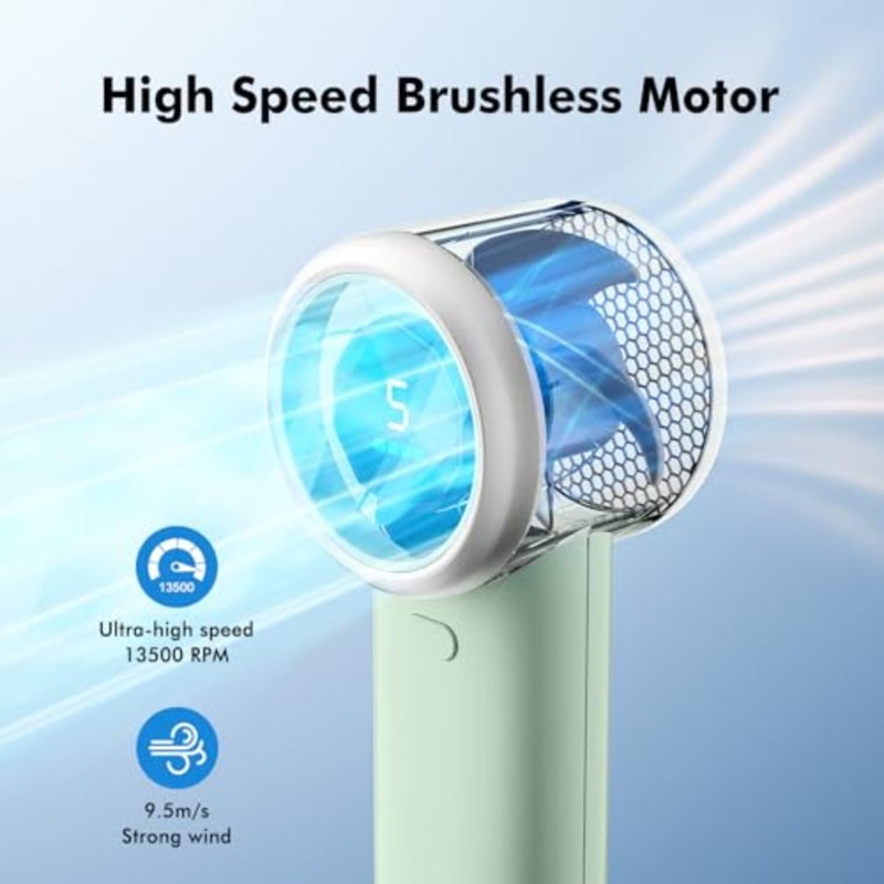 Portable Handheld Turbo Fan, 5 Speeds Mini Personal Fan with 4000mAh Rechargeable Battery, Small Pocket Fan for Travel Essentials, Beach, Office, Gifts for Women Men - Image 5
