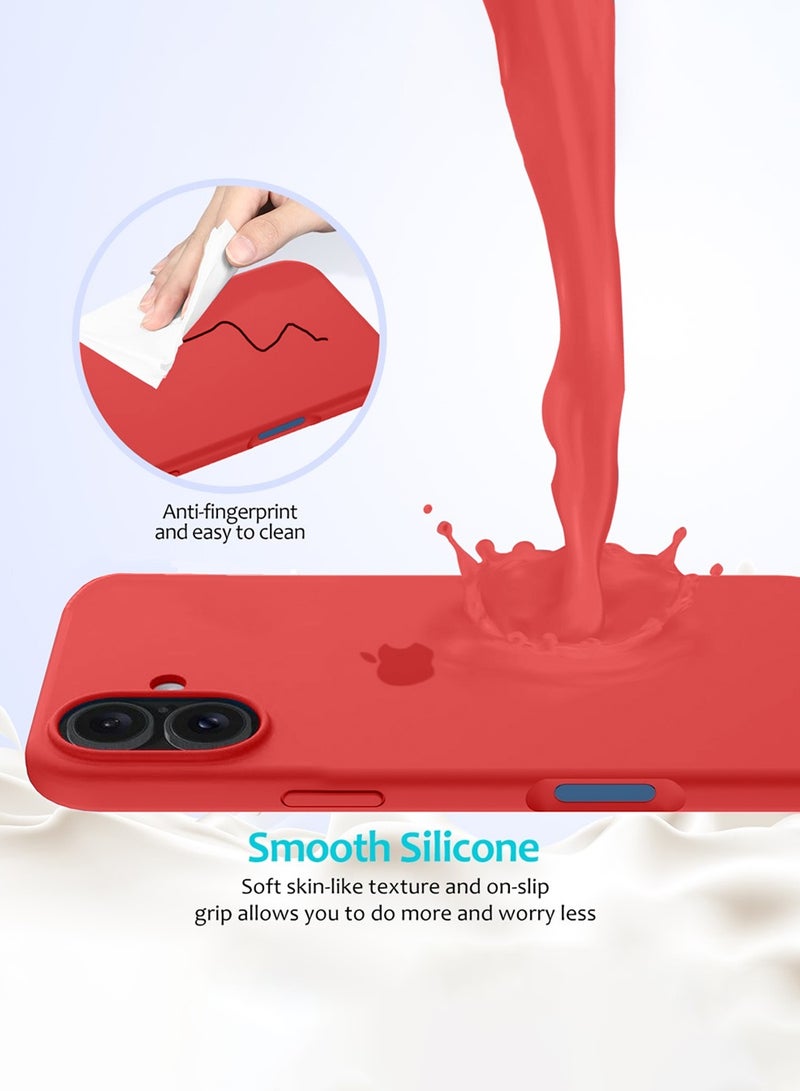 Wtech Apple iPhone 17 5G 2025 Luxury Premium Quality Liquid Silicone Case Cover (MCRPSN) - Red - Image 3