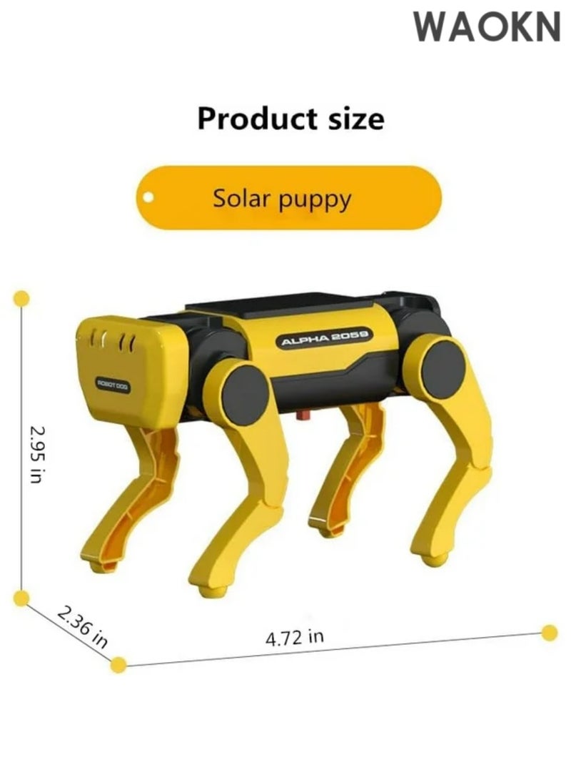 WAOKN Solar Powered Electric Mechanical Dog, Science and Education Solar Energy Robot Dog, Upgraded DIY Technology Gadget for Parents Seniors, Early Development,Science Educational DIY Assembly Toys Great Gift for Kids, (Yellow) - Image 2