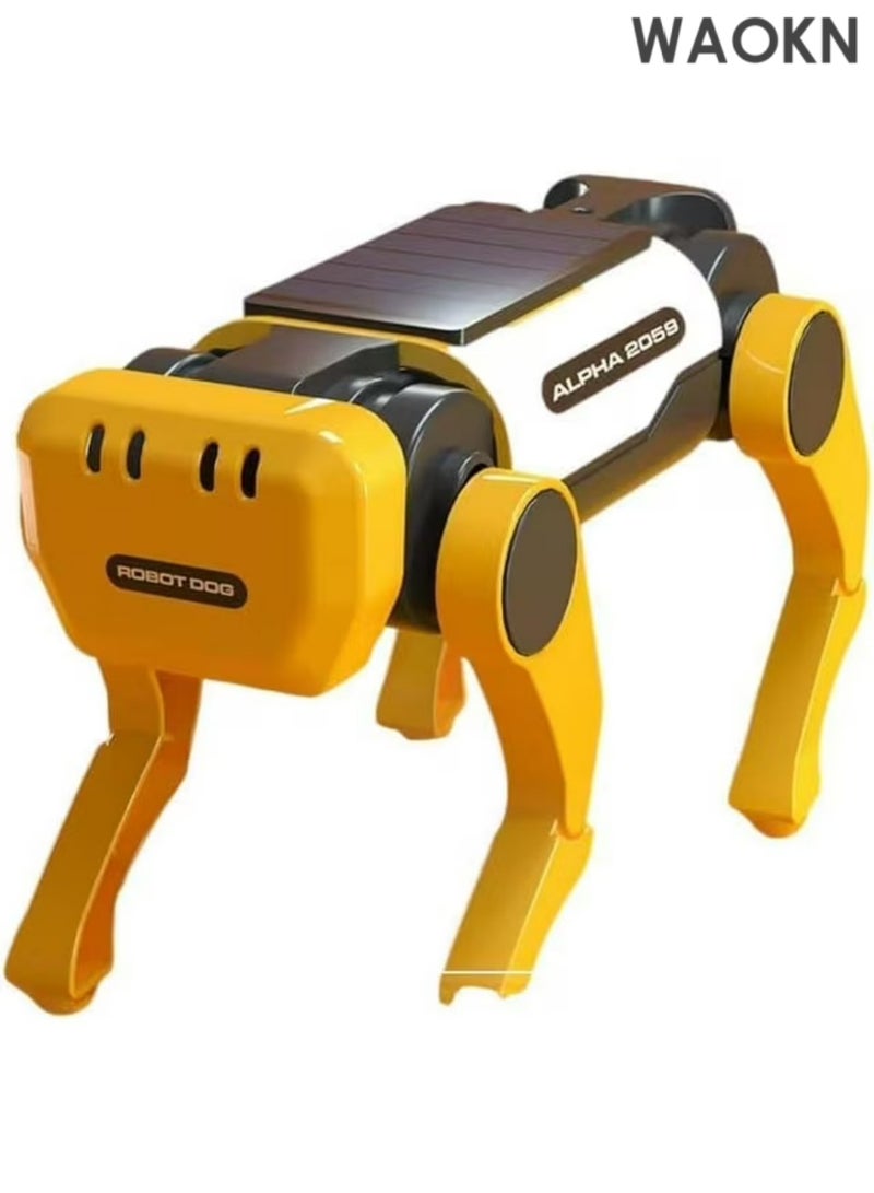 WAOKN Solar Powered Electric Mechanical Dog, Science and Education Solar Energy Robot Dog, Upgraded DIY Technology Gadget for Parents Seniors, Early Development,Science Educational DIY Assembly Toys Great Gift for Kids, (Yellow) - Image 3