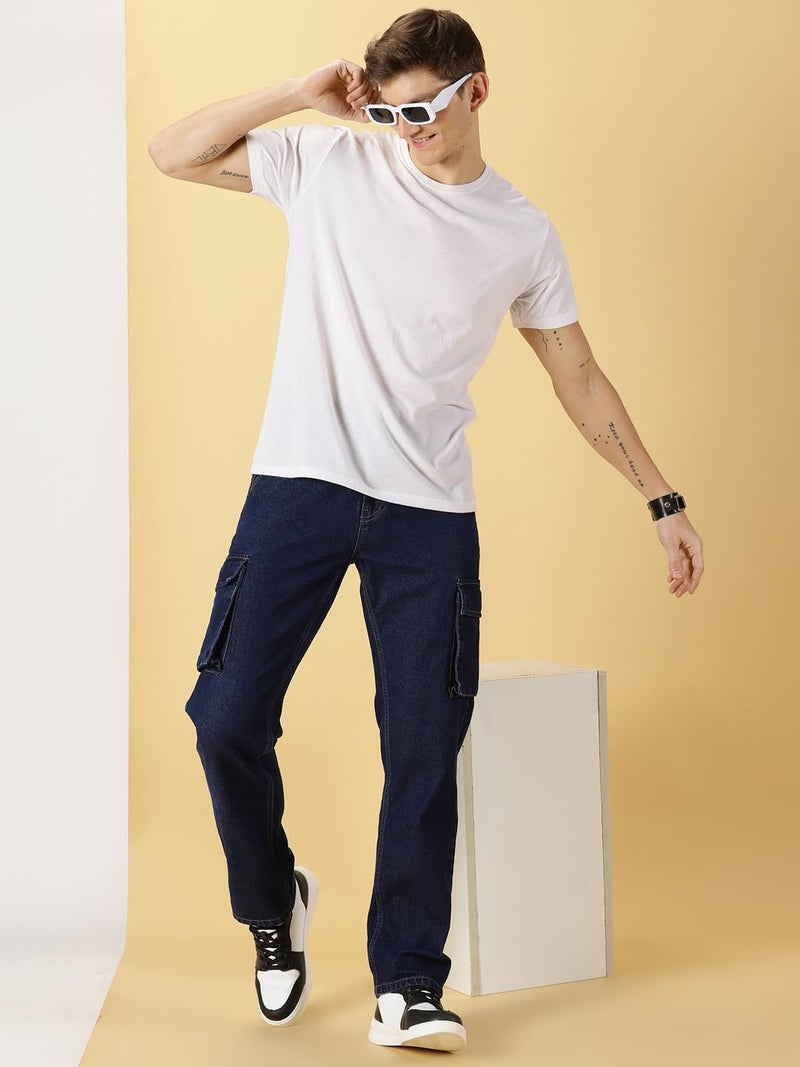Thomas Scott Men's Relaxed Fit Cargo Jeans (TSJ070-DarkBlue, 30) - Image 3