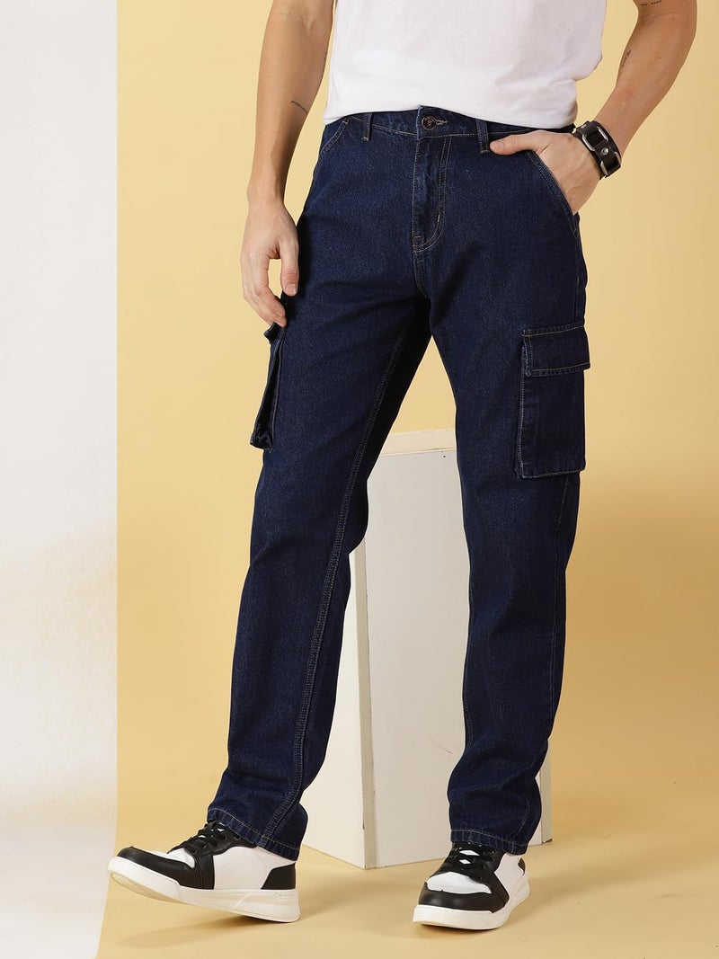 Thomas Scott Men's Relaxed Fit Cargo Jeans (TSJ070-DarkBlue, 30) - Image 4