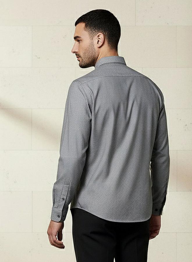 Splash FAV Men Slim Fit Collared Textured Long Sleeves Shirt - Image 3