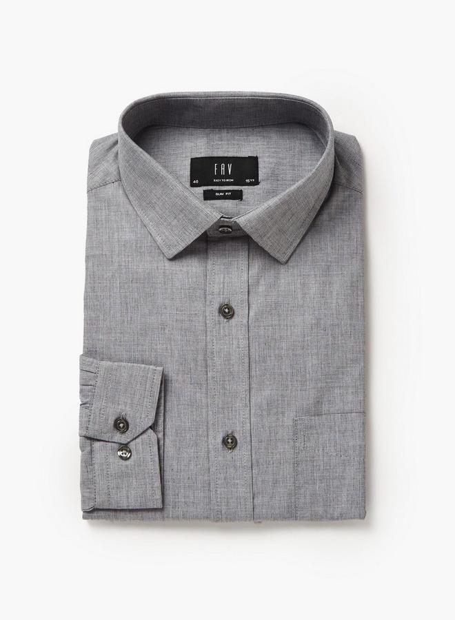 Splash FAV Men Slim Fit Collared Textured Long Sleeves Shirt - Image 5