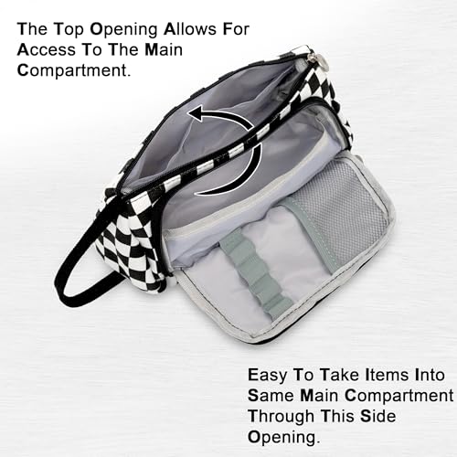 Topinon Polyester Big Capacity Pencil Case High Large Storage Pouch Marker Pen Case Simple Stationery Bag School College Office Organizer for Teens Girls (Black Dot) - Image 2