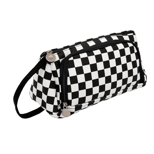 Topinon Polyester Big Capacity Pencil Case High Large Storage Pouch Marker Pen Case Simple Stationery Bag School College Office Organizer for Teens Girls (Black Dot) - Image 4
