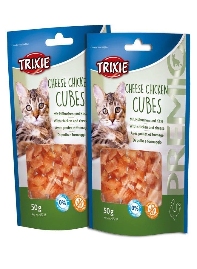 Trixie Premio Cat Treats, Delicious and Rich in Nutrients, Healthy Treats for All Breeds of Cats - 50 Gm (Cheese Chicken Cubes), All Life Stages - Image 1