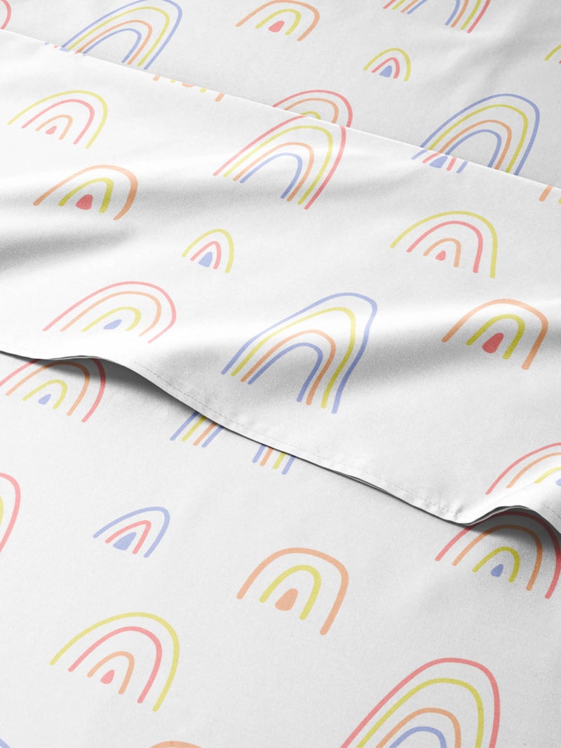 CGK Unlimited Kids Queen Size Rainbow Bed Sheets  4 Piece Kids Rainbow Sheet Set  Cartoon Theme Bedding  Soft Cute  Cozy  Breathable  Machine Washable  Colorful Bed Set for Boys Girls Teens and Toddlers 