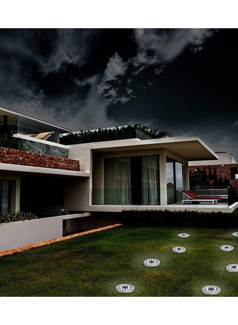 Solar Powered Ground Lights, LED Underwater Garden Pathway Lights Outdoor Disc Shape (Cool Light, 4 Pack), Polyester - Image 3