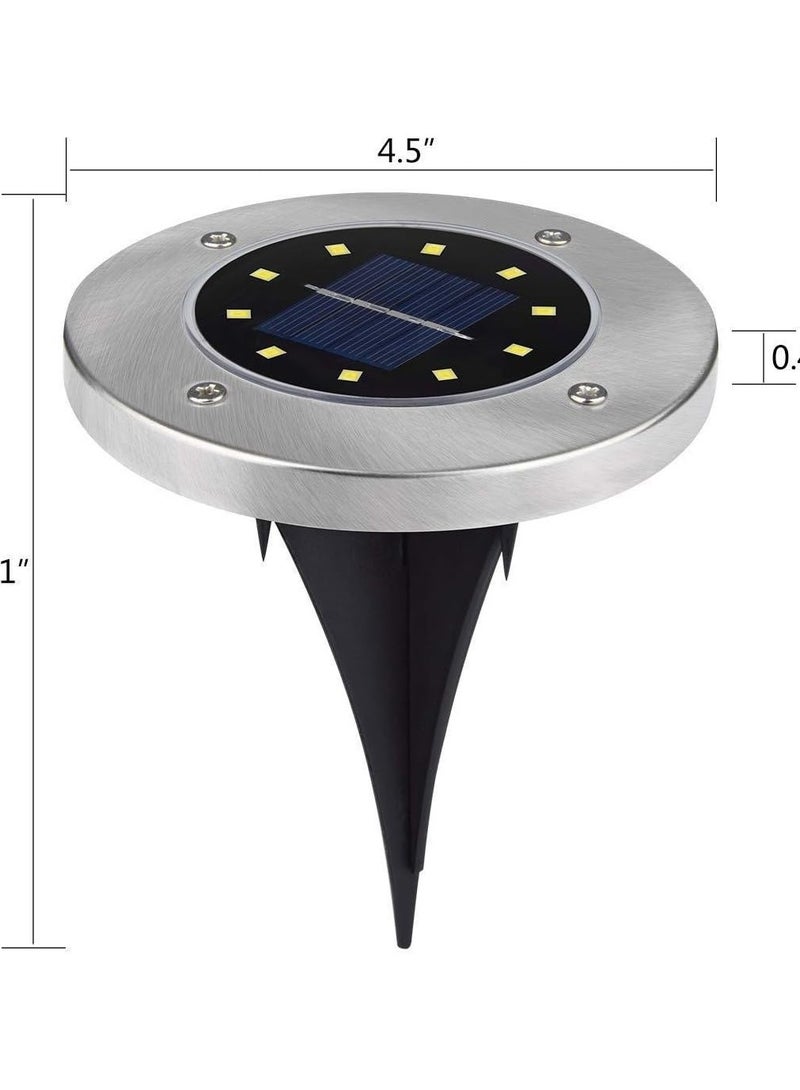 Solar Powered Ground Lights, LED Underwater Garden Pathway Lights Outdoor Disc Shape (Cool Light, 4 Pack), Polyester - Image 4