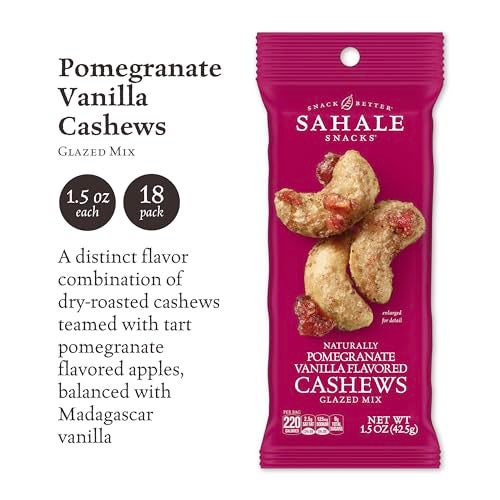 Sahale Snacks Pomegranate Vanilla Cashews 15 oz Bags 18 Packs  DryRoasted Deluxe Mixed Nuts with Pomegranate Infused Apples  Madagascar Vanilla  NonGMO Kosher  Certified GlutenFree Snacks - Image 5