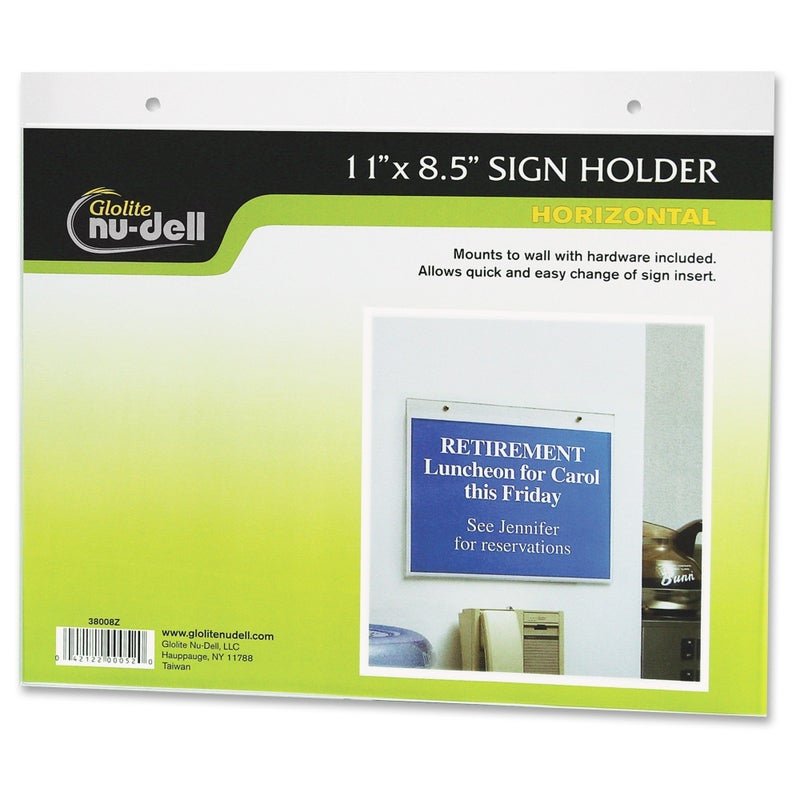 Nudell Nu-Dell 11" x 8.5" Horizontal Wall Mount Sign Holder, Clear - Image 4